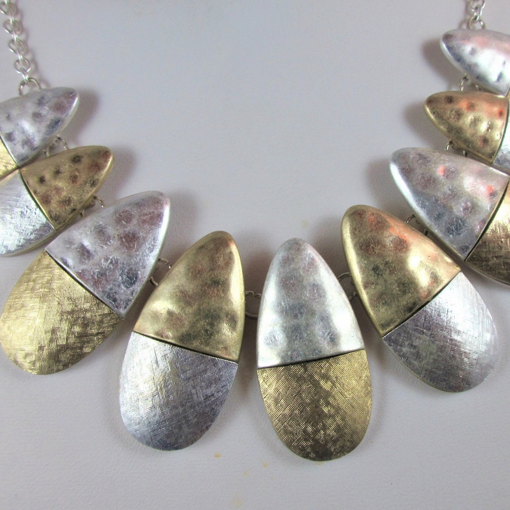 Gold and Silver tone tear Drop 16" necklace